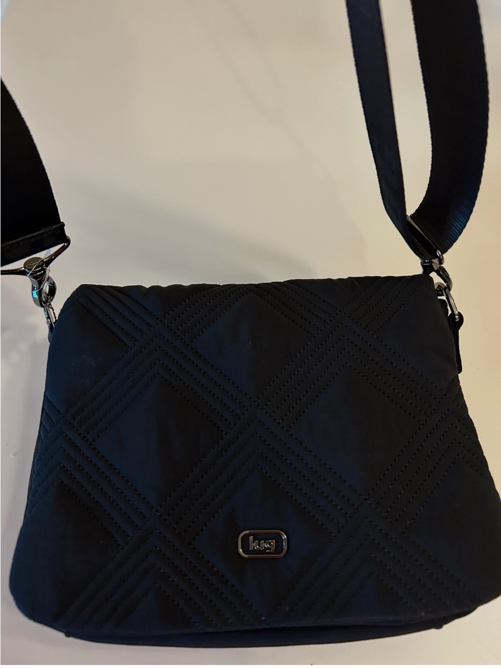 Lug Wink Black Quilted Crossbody in the Cloud Go Fabrication